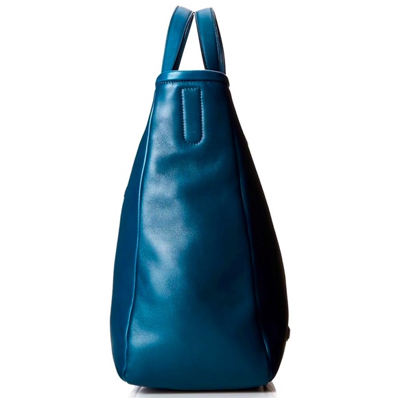 MARC JACOBS Teal Top Handle Oversized Crossbody Leather Tote w Gold Hardware - Picture 6 of 17